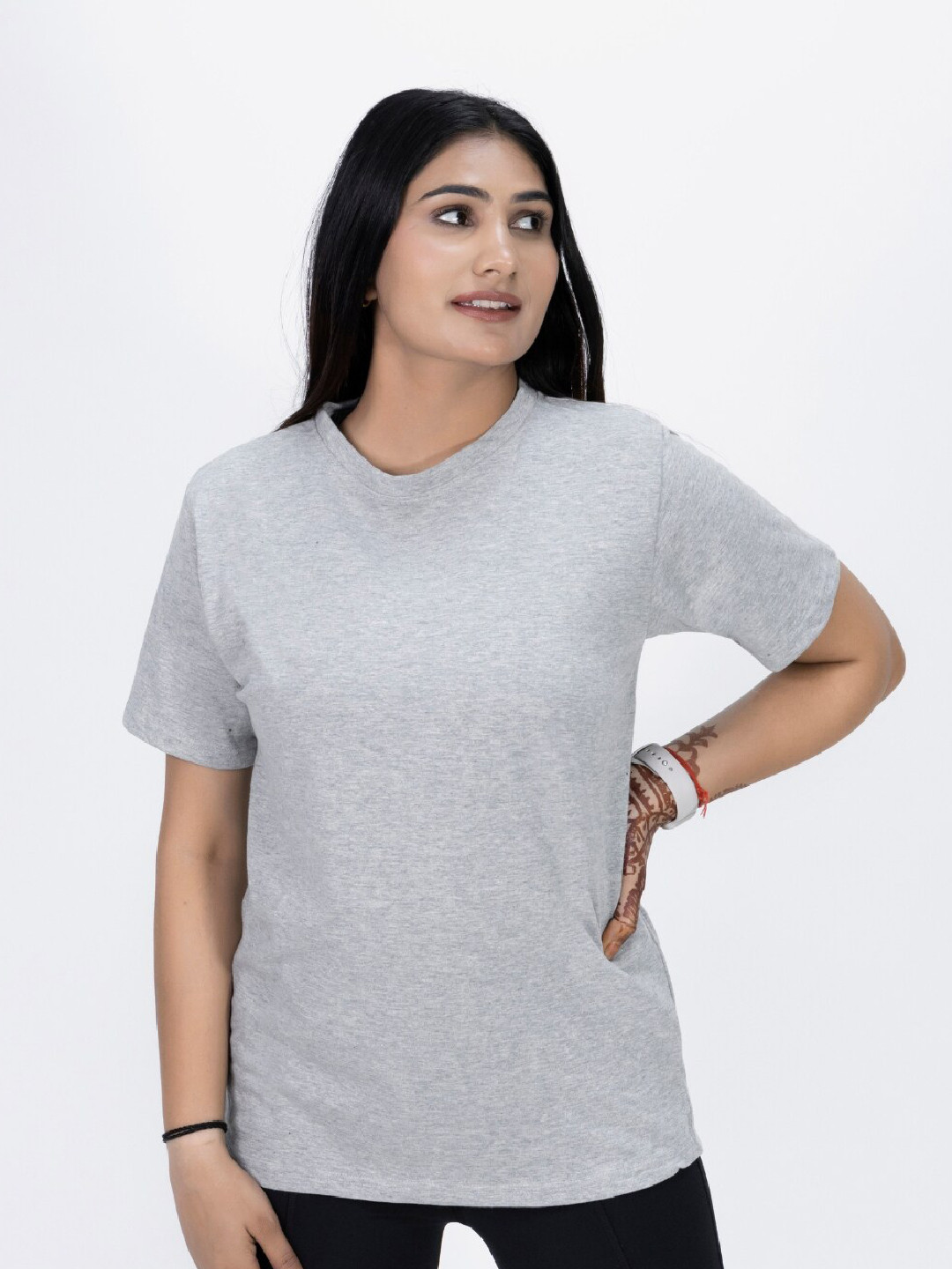 

FLURR Cotton V-Neck T-shirt, Grey