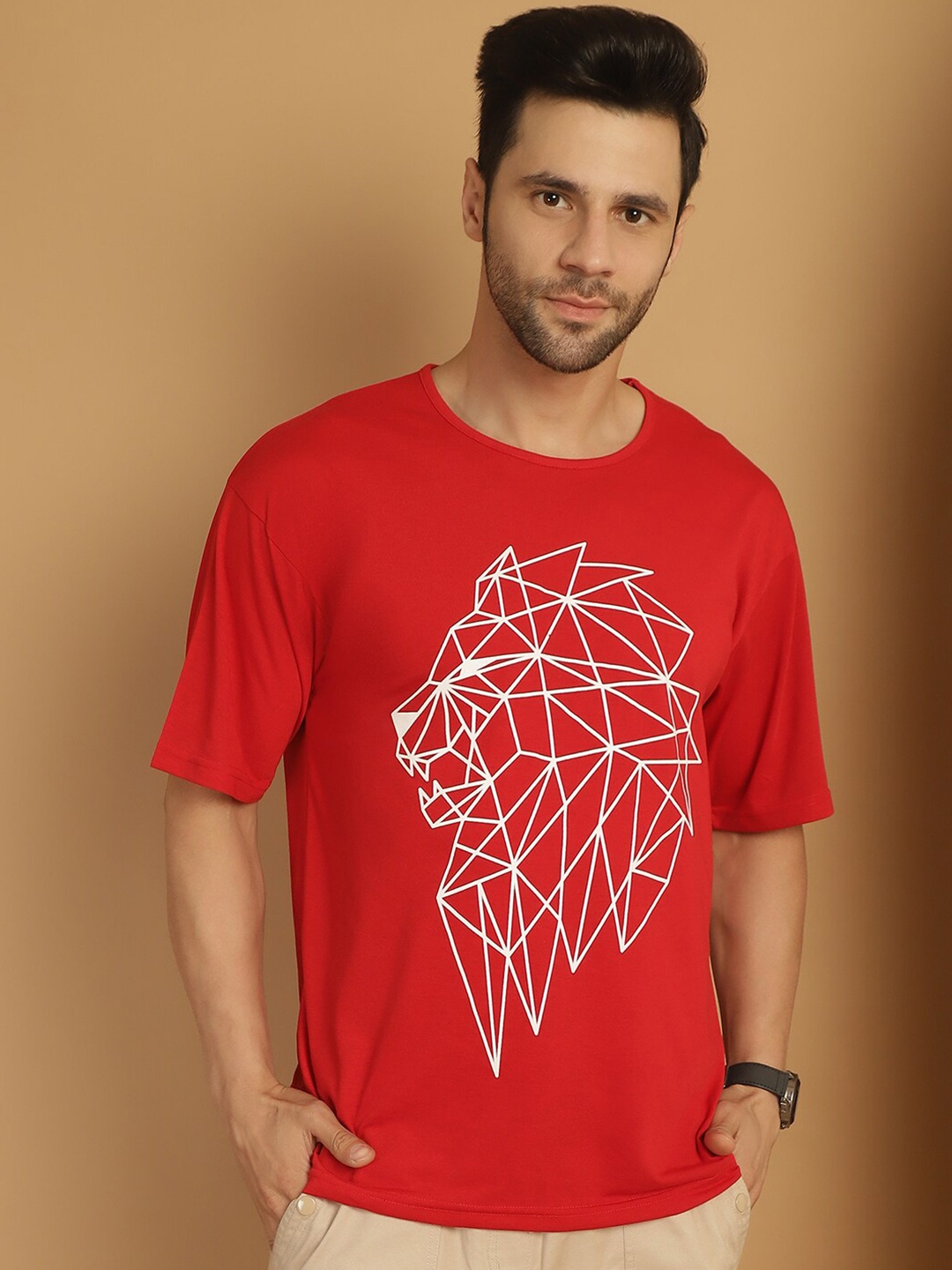 

MACK JONNEY Printed Round Neck T-shirt, Red
