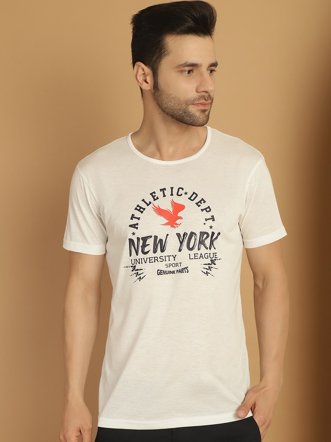 

MACK JONNEY Typography Printed Round Neck T-shirt, White