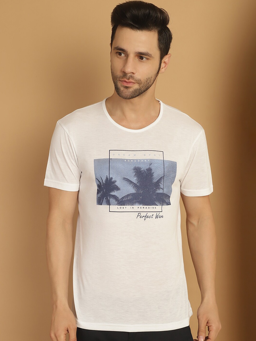 

MACK JONNEY Printed Round Neck T-shirt, White