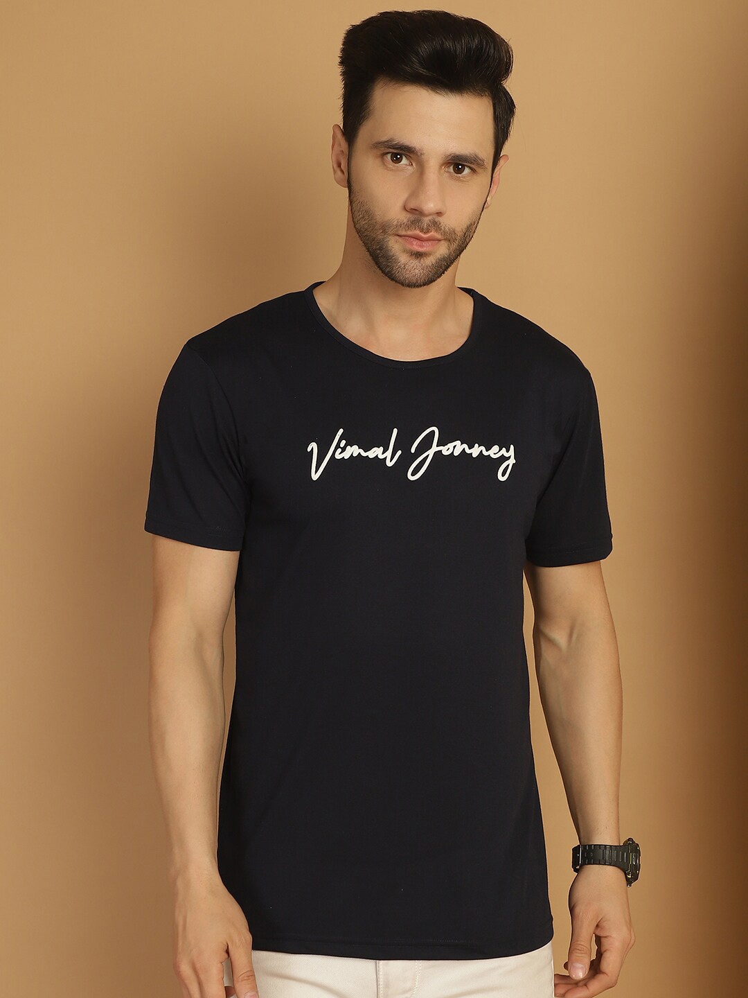 

MACK JONNEY Typography Printed Round Neck T-shirt, Blue