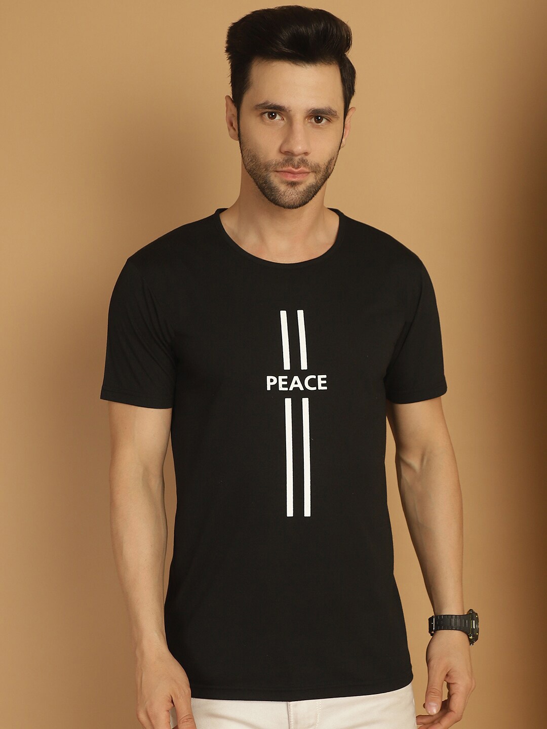 

MACK JONNEY Typography Printed Cotton T-shirt, Black