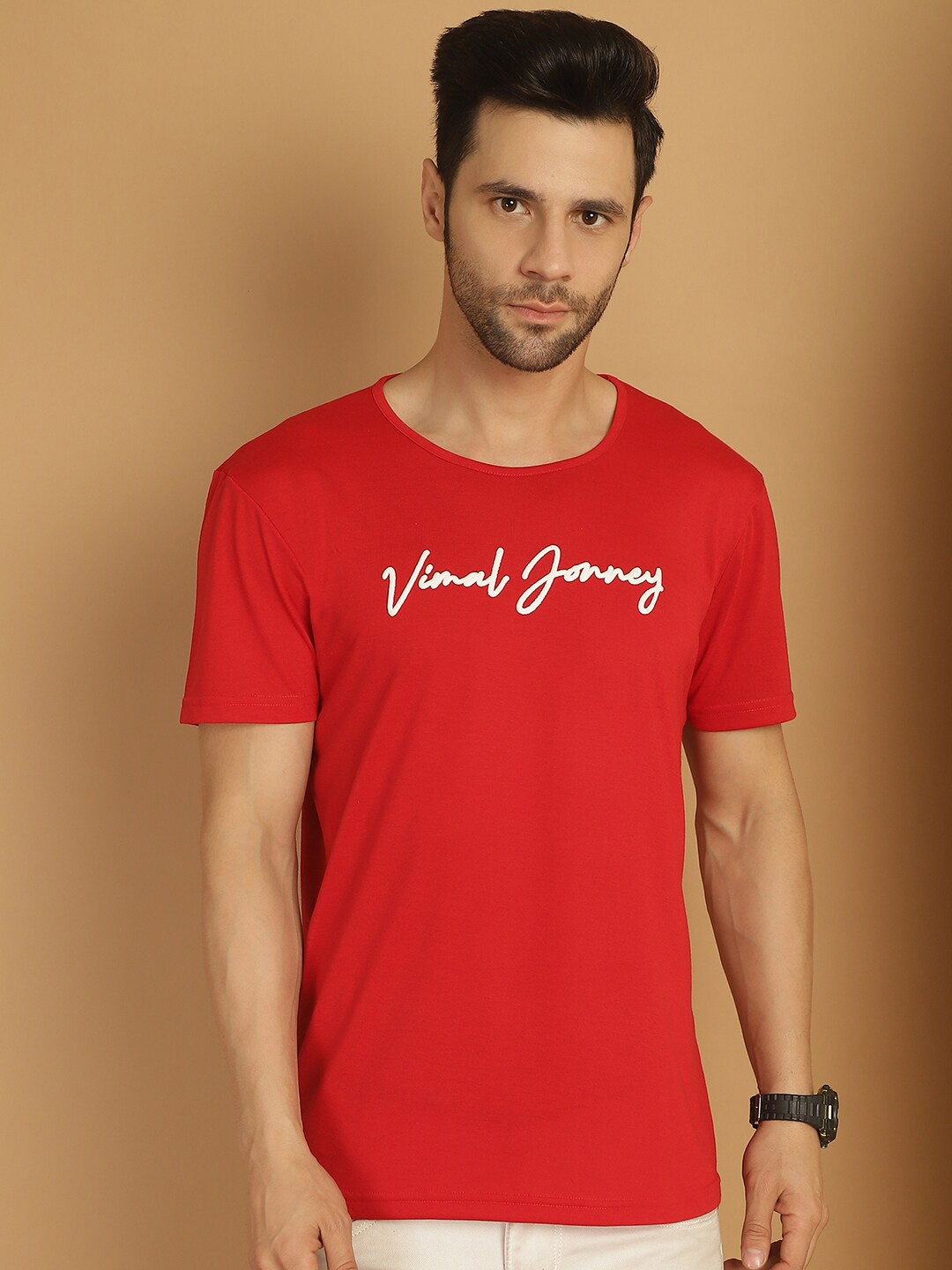 

MACK JONNEY Typography Printed Cotton T-shirt, Red