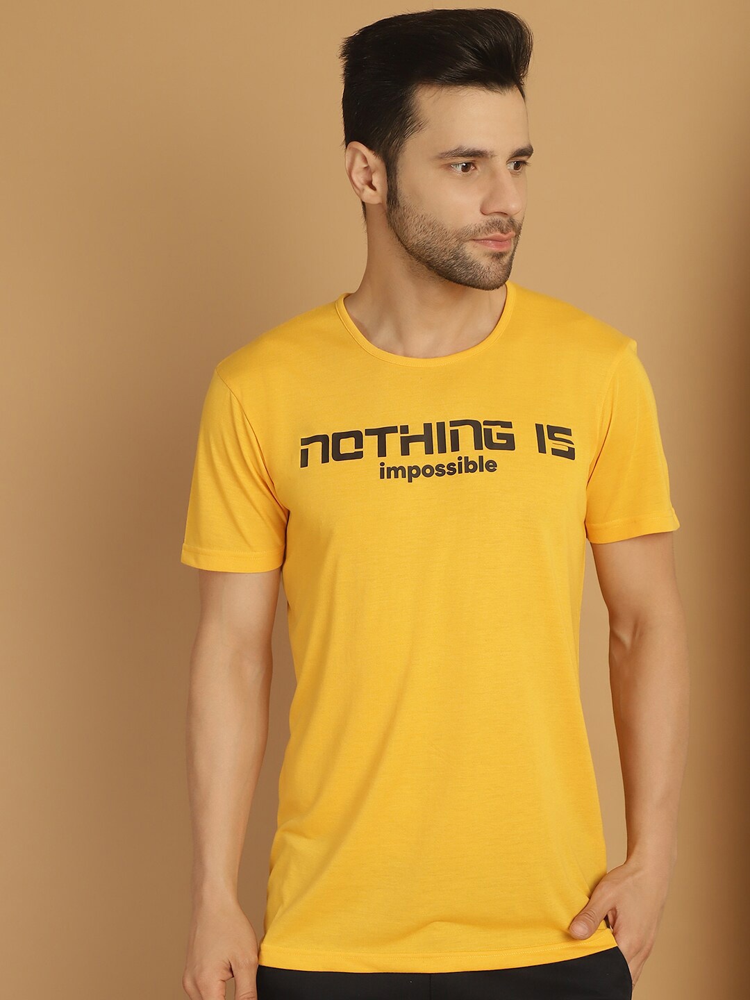 

MACK JONNEY Typography Printed Cotton T-shirt, Yellow
