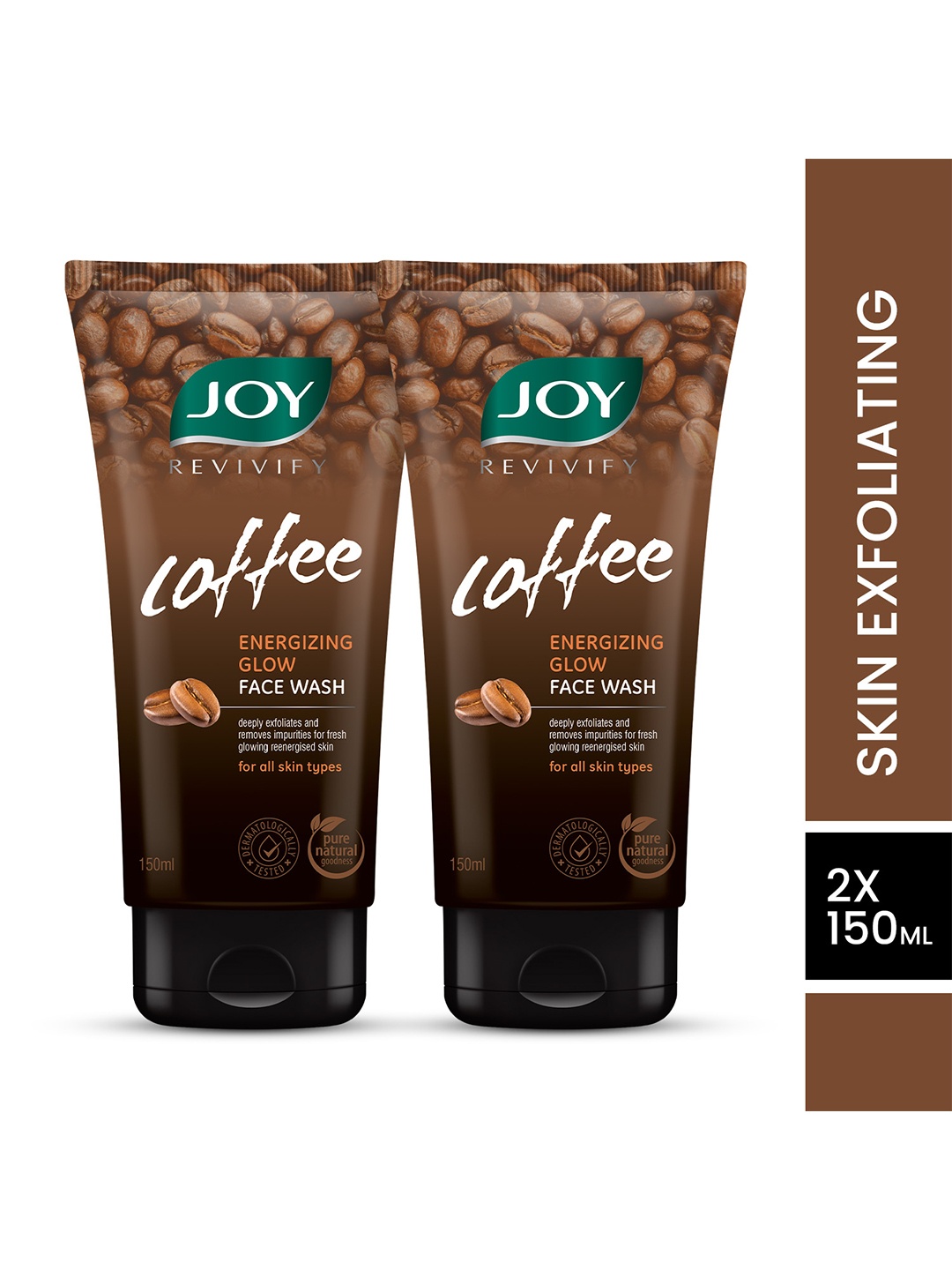 

JOY Revivify Set of 2 Coffee Energizing Glow Face Wash - 150 ml each, Brown