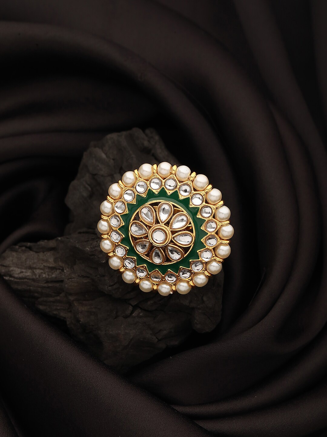 

Jazz and Sizzle Gold Plated Kundan Studded Finger Ring