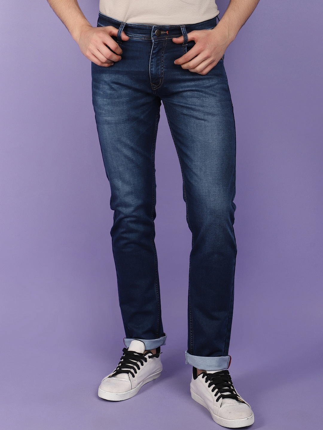 

V-Mart Men Mid-Rise Slim Fit Heavy Fade Cotton Jeans, Blue