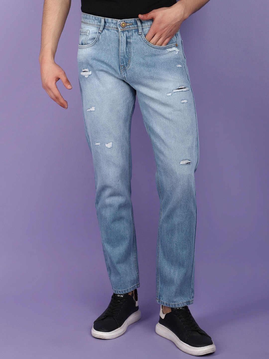 

V-Mart Men Mid-Rise Highly Distressed Heavy Fade Cotton Jeans, Blue