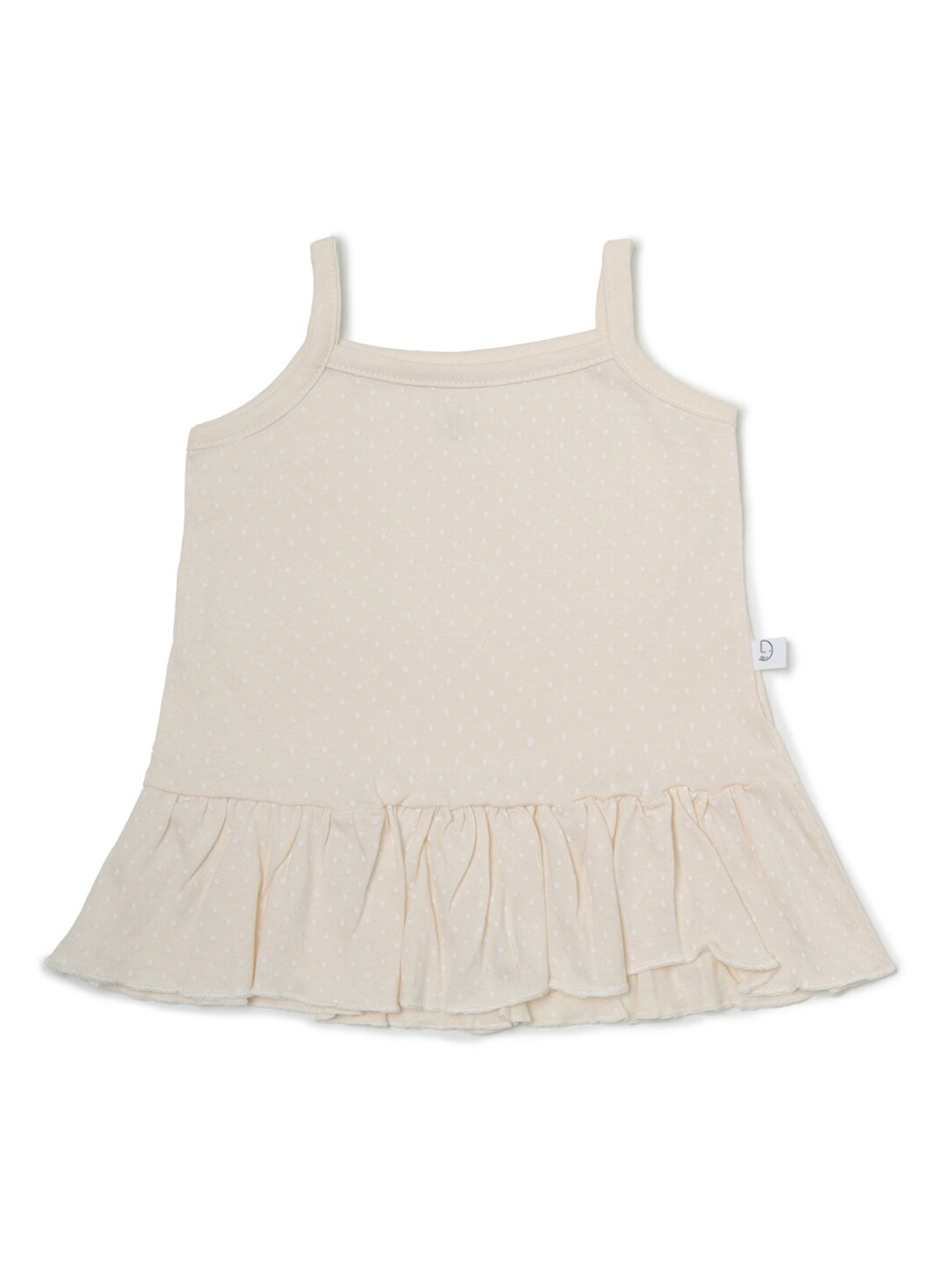 

Dear Little Girls Conversational Print Cotton Shoulder Straps Sleeveless A-Line Dress, Cream