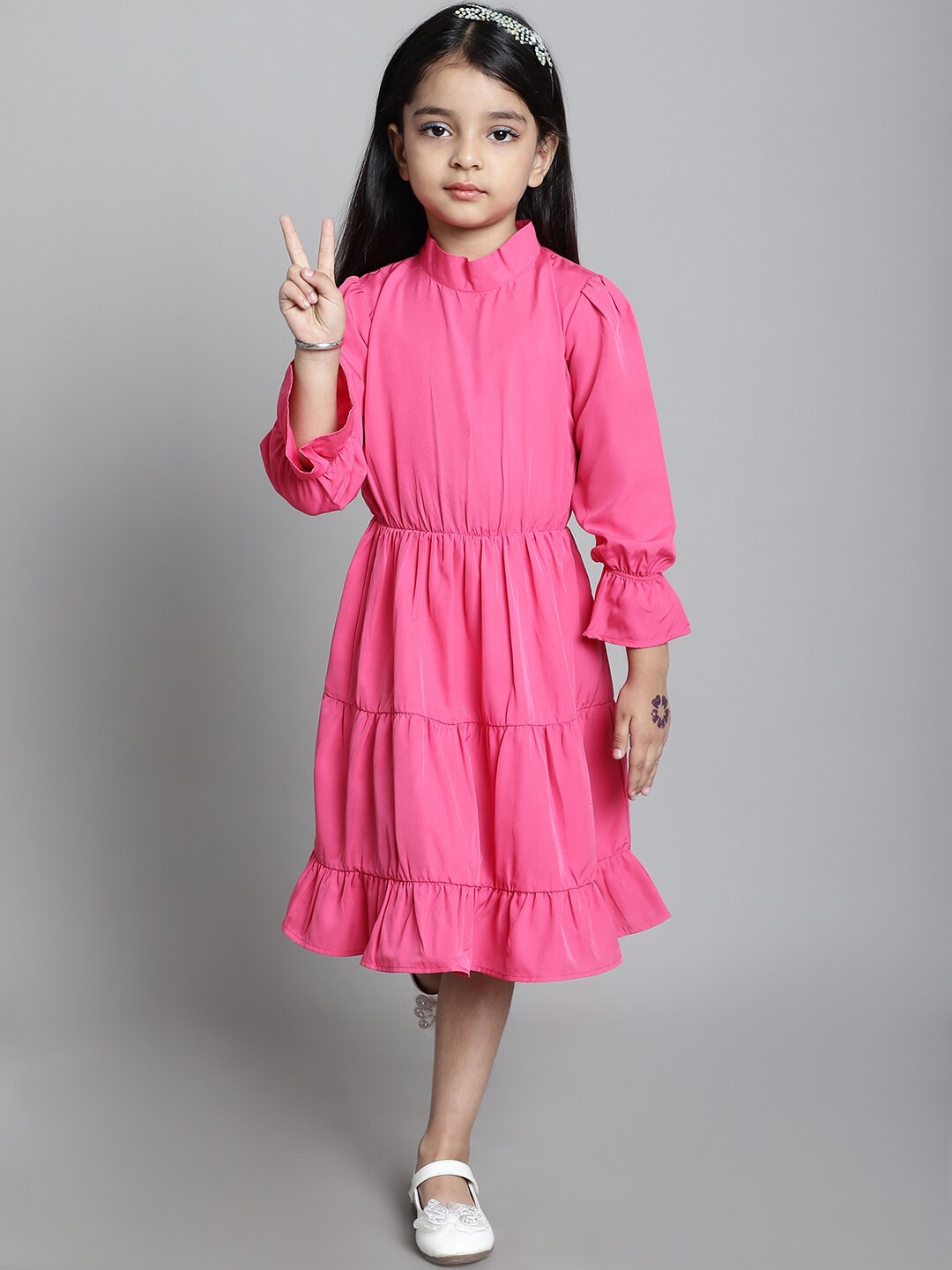 

MINI & MING Girls Bell Sleeve Fit & Flare Dress, Pink