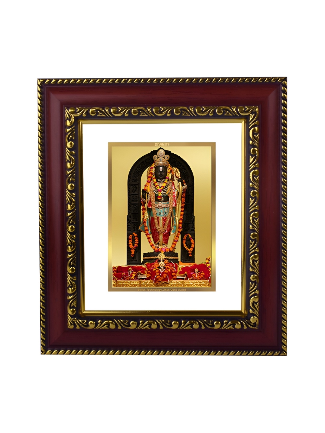 

Diviniti 24K Gold Plated Ram Lalla Wooden Wall Photo Frame, Burgundy