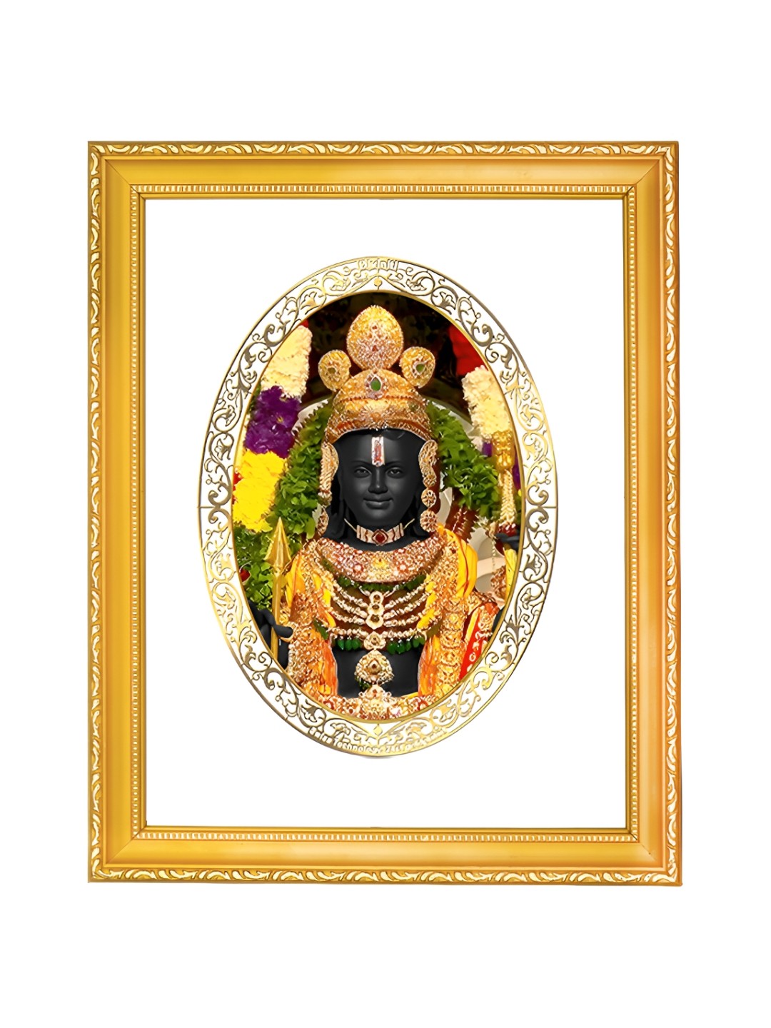 

DIVINITI 24K Gold Plated Ram Lalla Wooden Wall Photo Frame