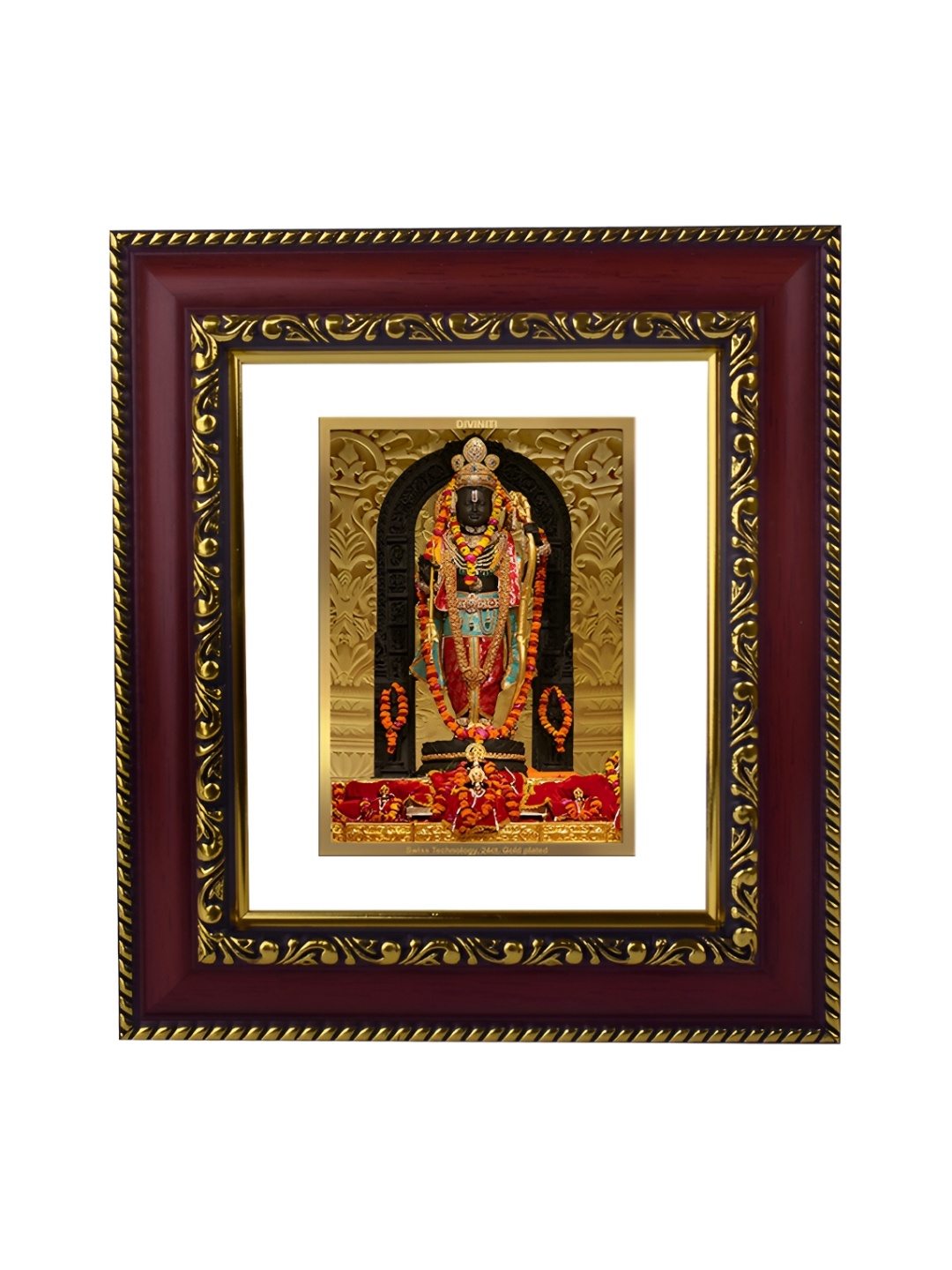 

DIVINITI Gold-Toned and White 24K Gold Plated Ram Lalla Wooden Wall Photo Frame