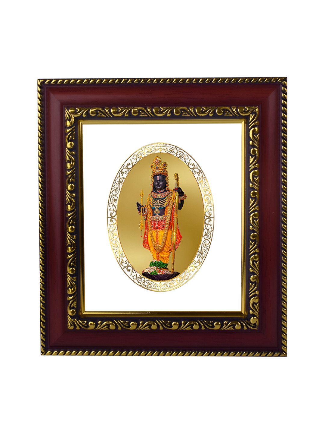 

DIVINITI 24K Gold Plated Ram Lalla Wooden Wall Photo Frame, Brown