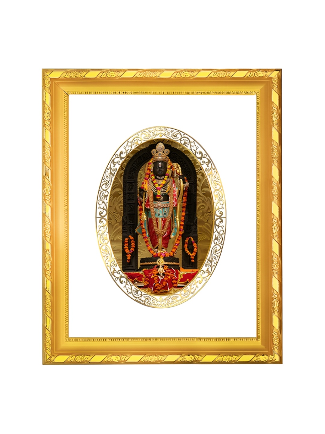 

DIVINITI Gold-Toned and White 24K Gold Plated Ram Lalla Wooden Wall Photo Frames