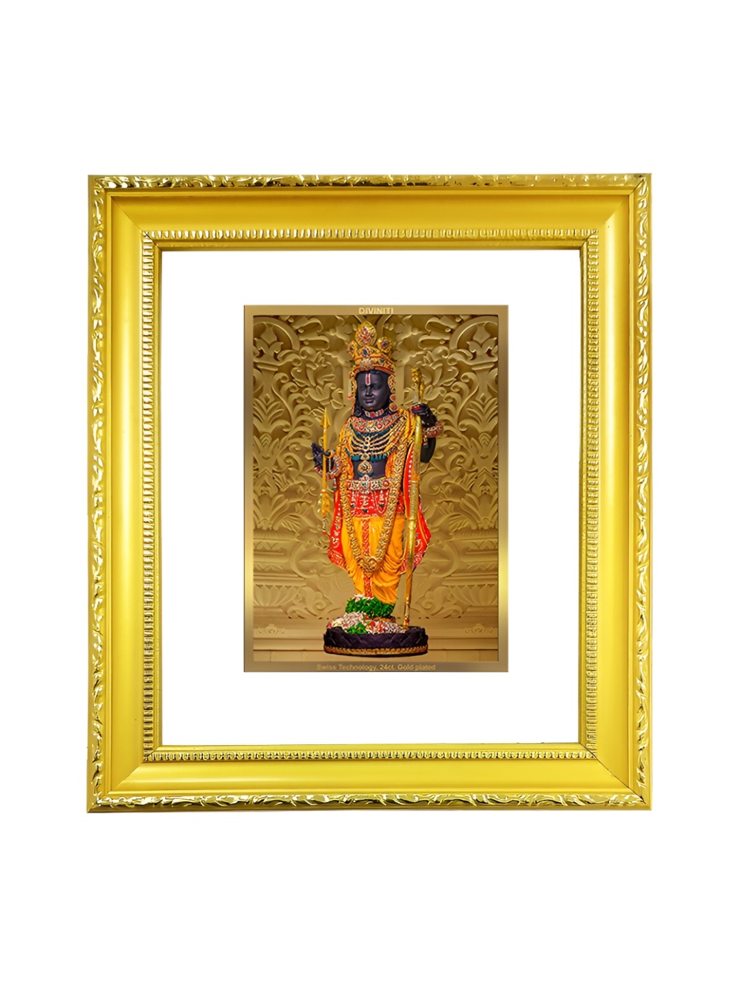 

DIVINITI 24K Gold Plated Ram Lalla Wooden Wall Photo Frame