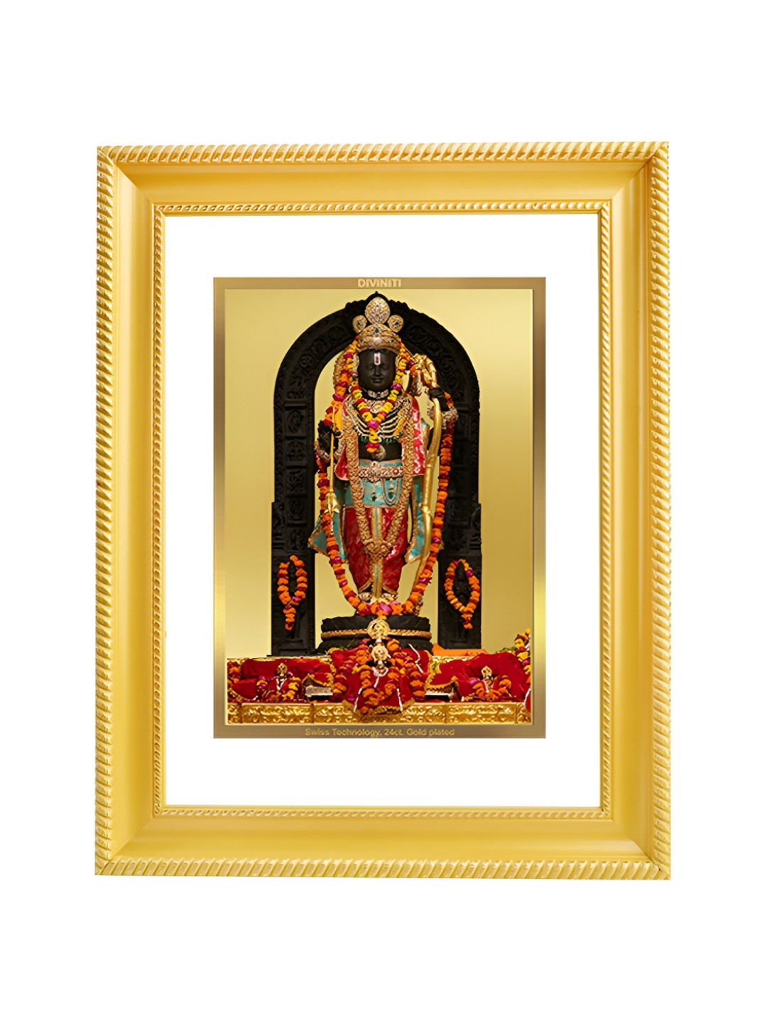 

DIVINITI 24K Gold Plated Ram Lalla Wooden Wall Photo Frame