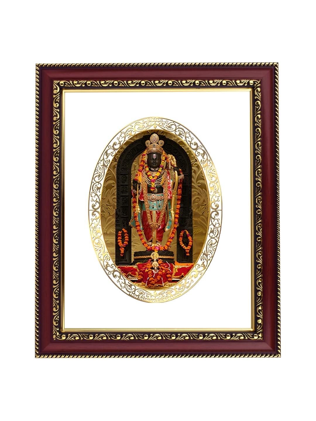 

DIVINITI 24K Gold Plated Ram Lalla Wooden Wall Photo Frame, Brown