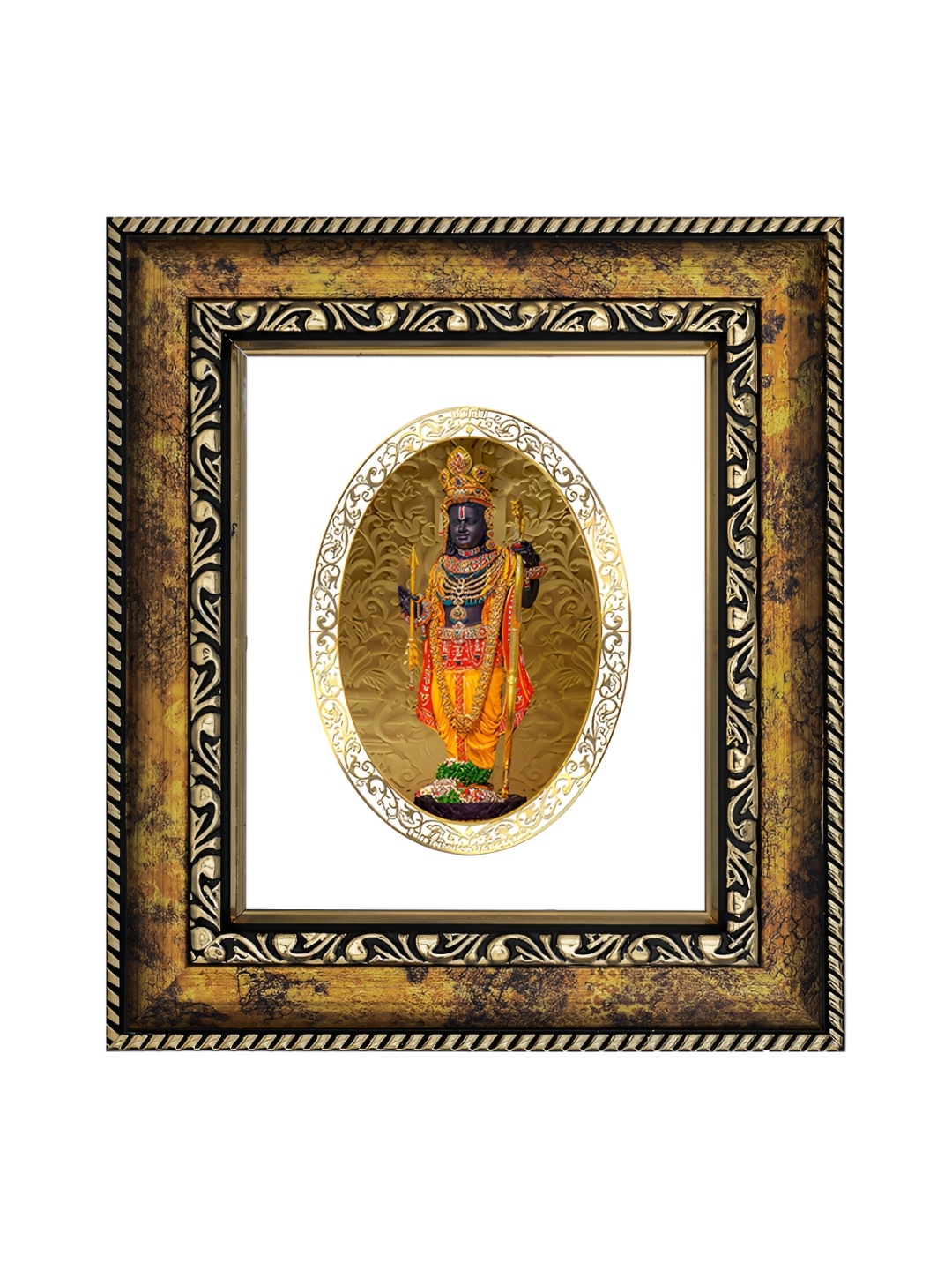 

DIVINITI GoldToned 24K Gold Plated Ram Lalla Wooden Wall & Table Photo Frame