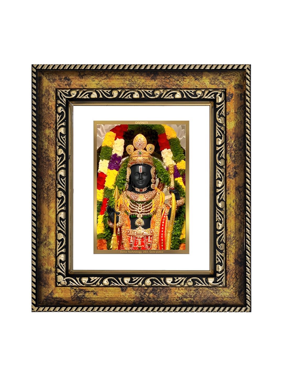 

DIVINITI White & GoldToned 24K Gold Plated Ram Lalla Wooden Wall & Table Photo Frame