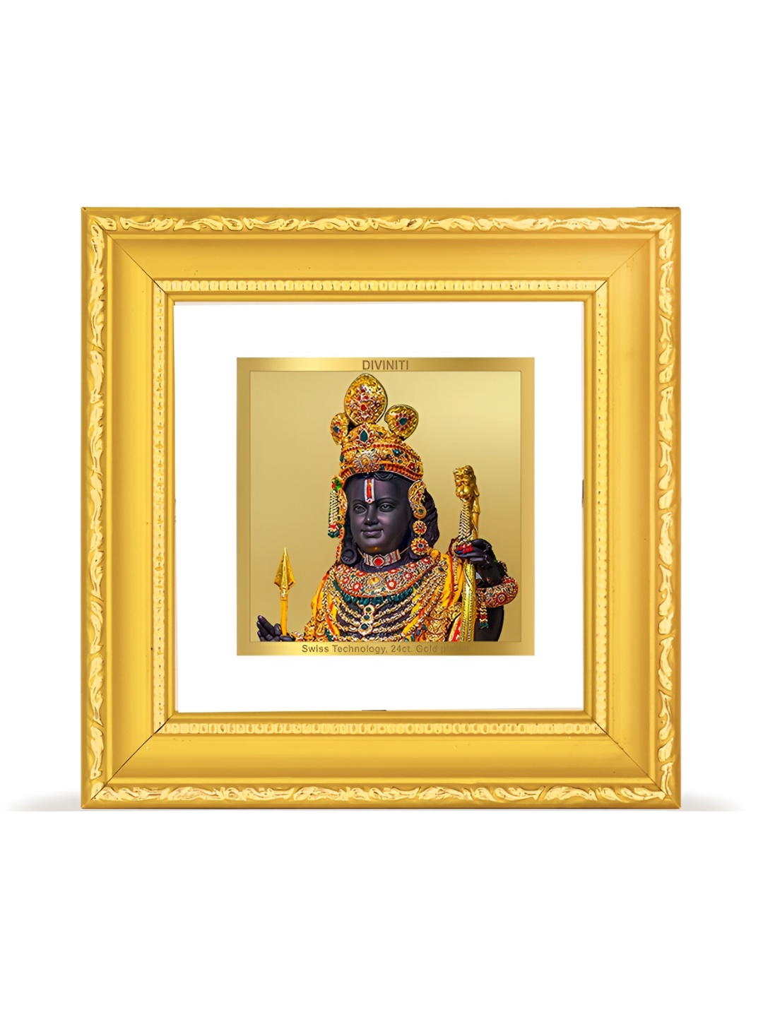 

DIVINITI 24K Gold Plated Ram Lalla Wooden Wall Photo Frame
