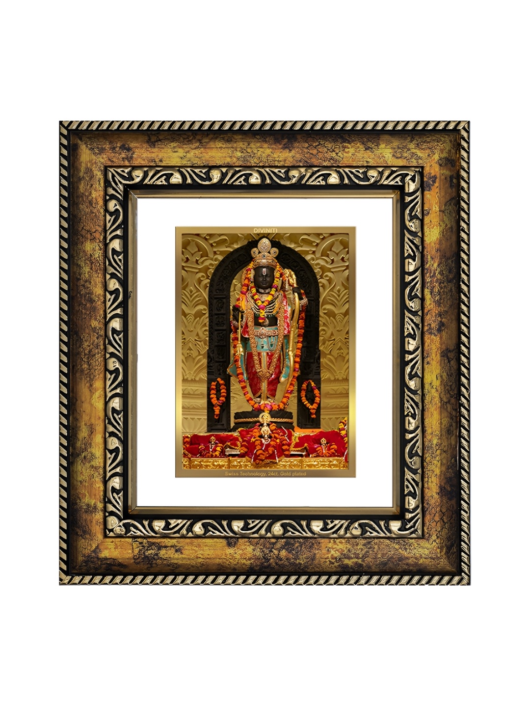 

DIVINITI 24K Gold Plated Ram Lalla Wood Wall Photo Frame
