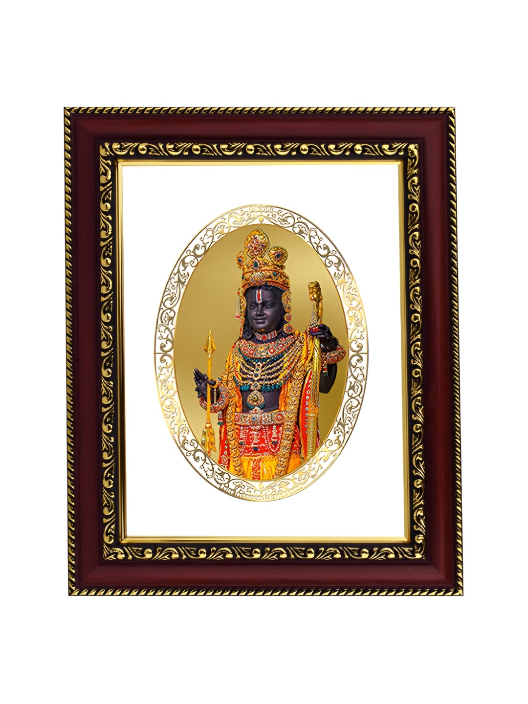 

DIVINITI 24K Gold Plated Ram Lalla Wooden Wall Photo Frame
