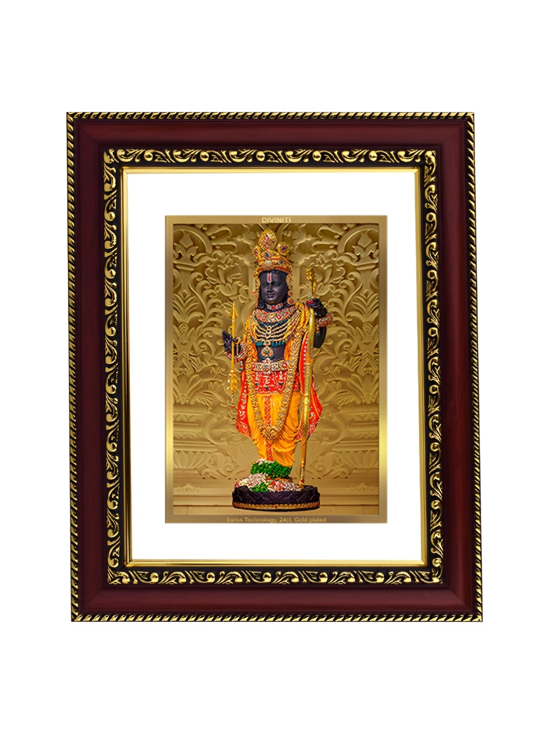 

DIVINITI GoldToned and White 24K Gold Plated Ram Lalla Wooden Wall Photo Frames