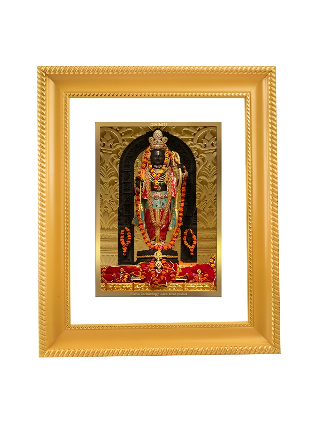 

DIVINITI Gold-Toned and White Wooden 24K Gold Plated Ram Lalla Wall Photo Frames