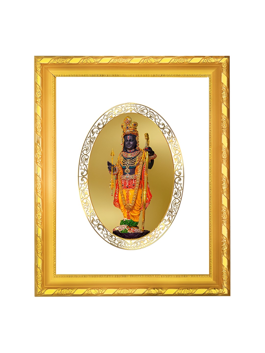 

DIVINITI GoldToned and White 24K Gold-Plated Ram Lalla Photo Frame