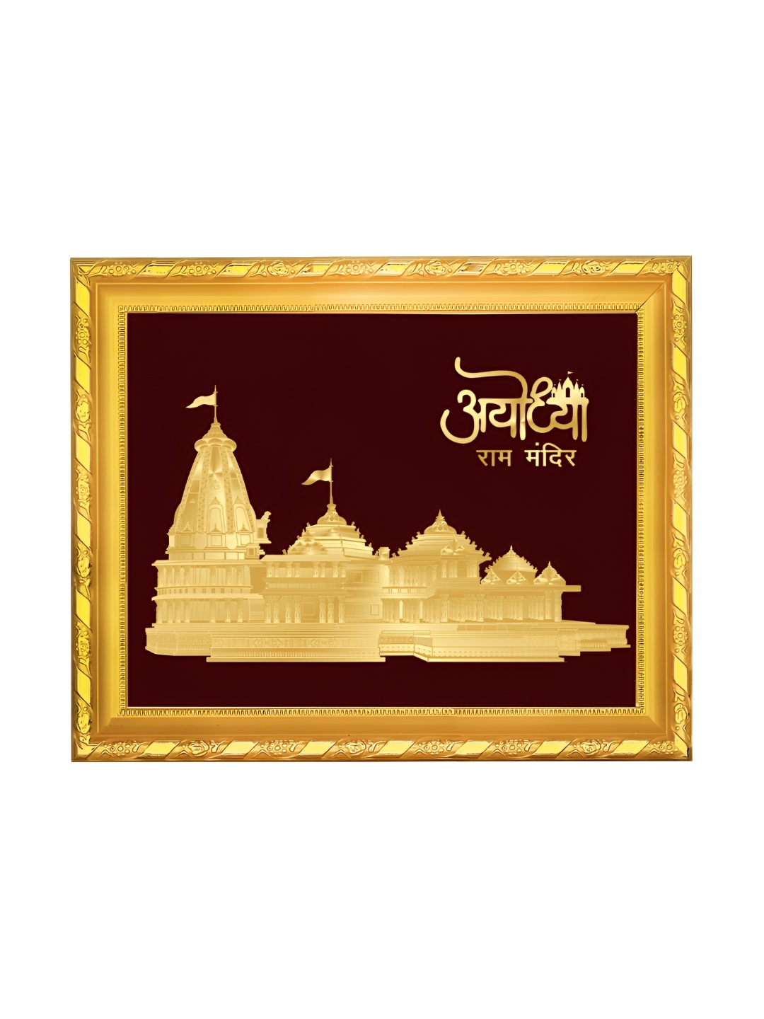 

DIVINITI Gold-Toned 24K Gold Plated Ram Mandir Wooden Wall Photo Frames