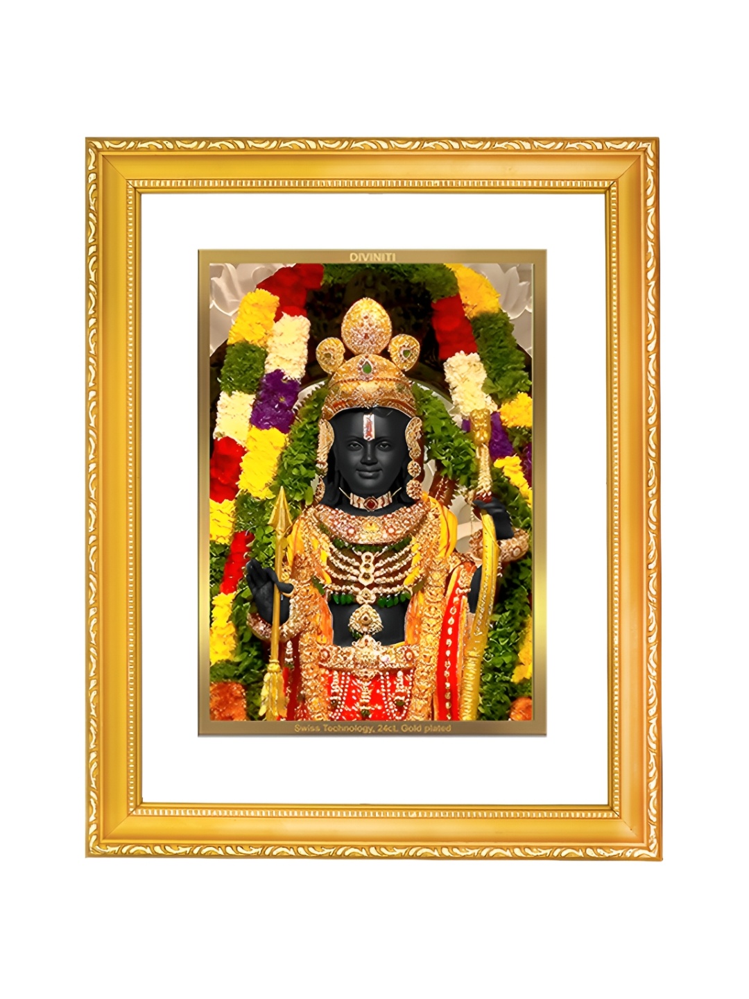 

DIVINITI 24K Gold Plated Ram Lalla Wooden Wall Photo Frame