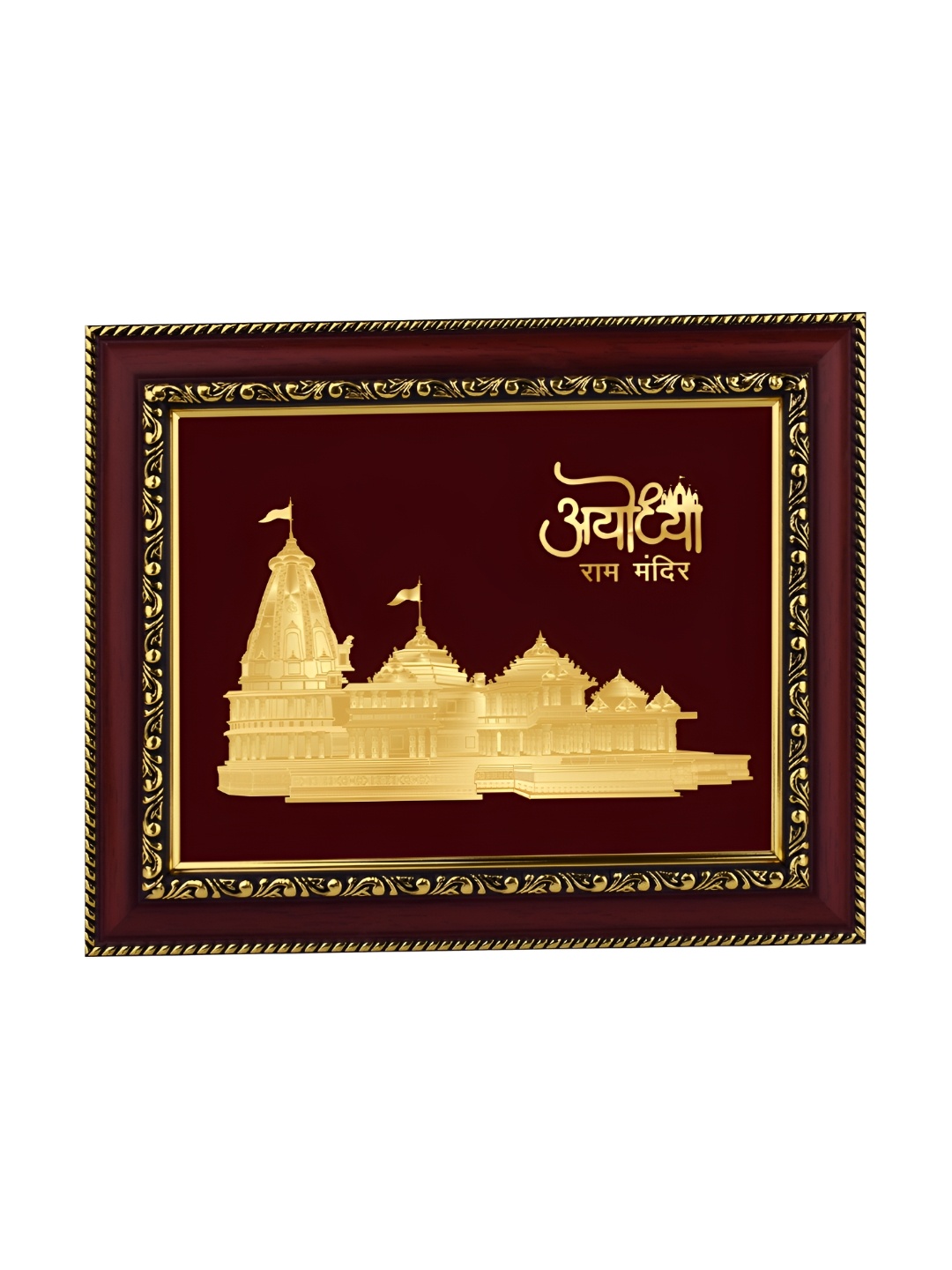 

DIVINITI GoldToned and Coffee Brown 24K Gold PlatedRam Mandir Wooden Wall Photo Frames