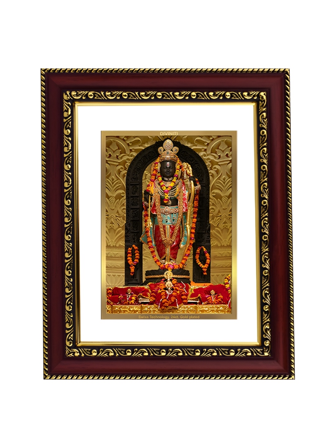 

DIVINITI GoldToned & White 24K Gold Plated Ram Lalla Wooden Wall Photo Frames