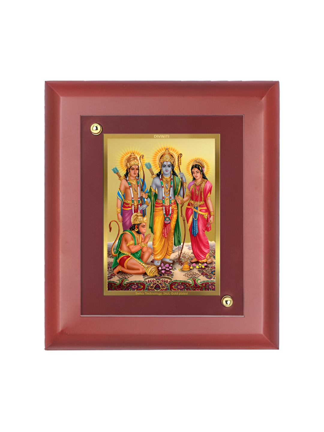 

DIVINITI GoldToned and Maroon 24K Gold Plated Lord Ram Darbar Wooden Wall Photo Frames