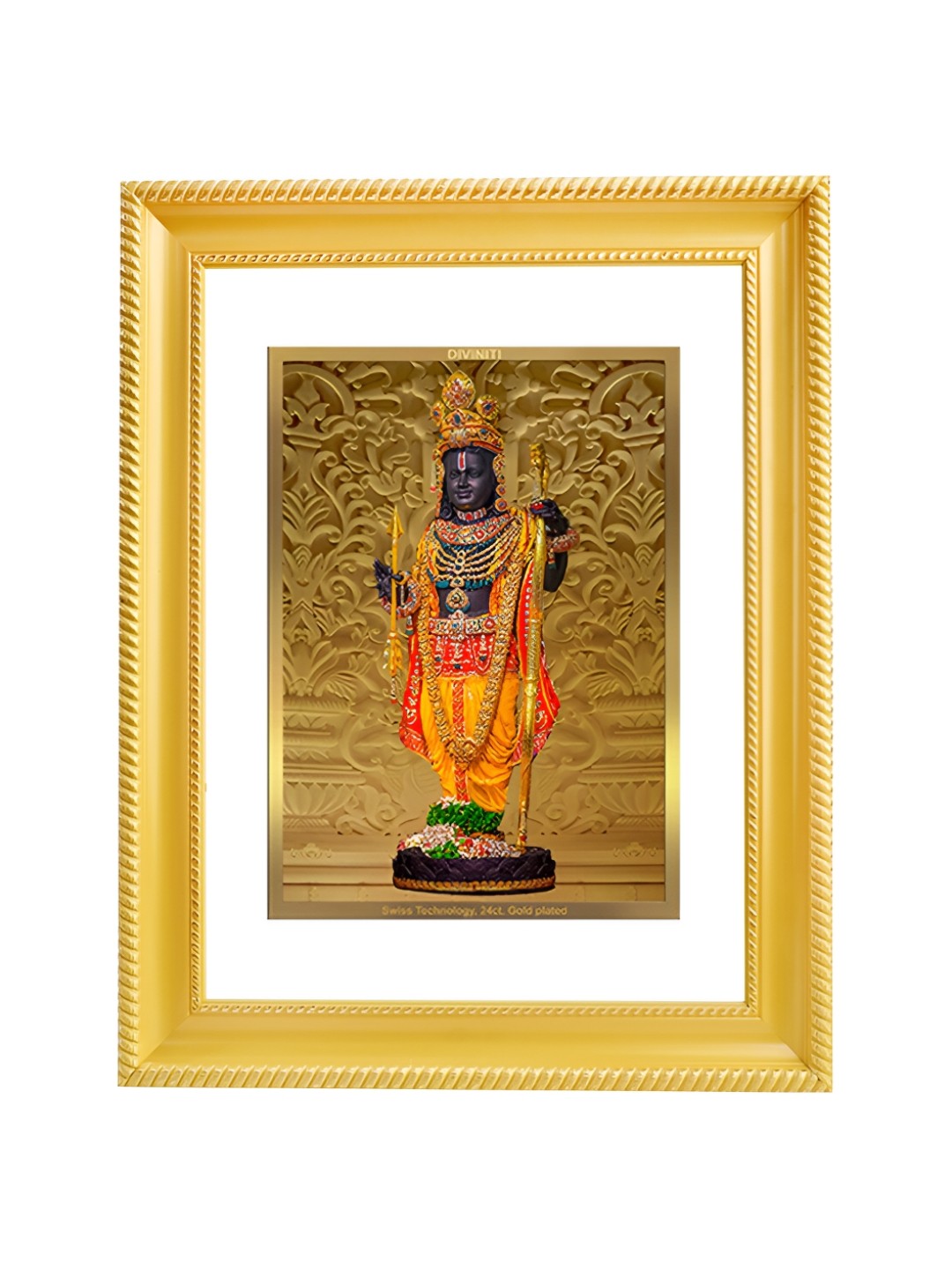 

DIVINITI 24K Gold Plated Ram Lalla Wooden Wall Photo Frame