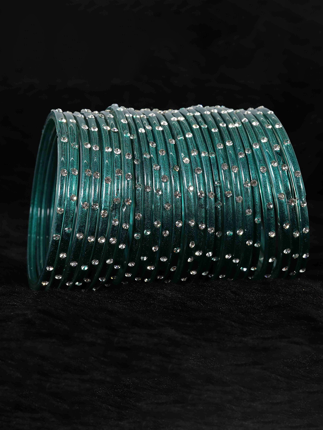 

LAVAZZA Set Of 24 Crystal-Studded Bangles, Teal
