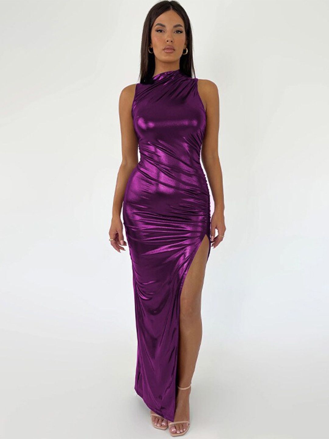 

StyleCast x Revolte Mock Neck Sleeveless Maxi Dress, Purple