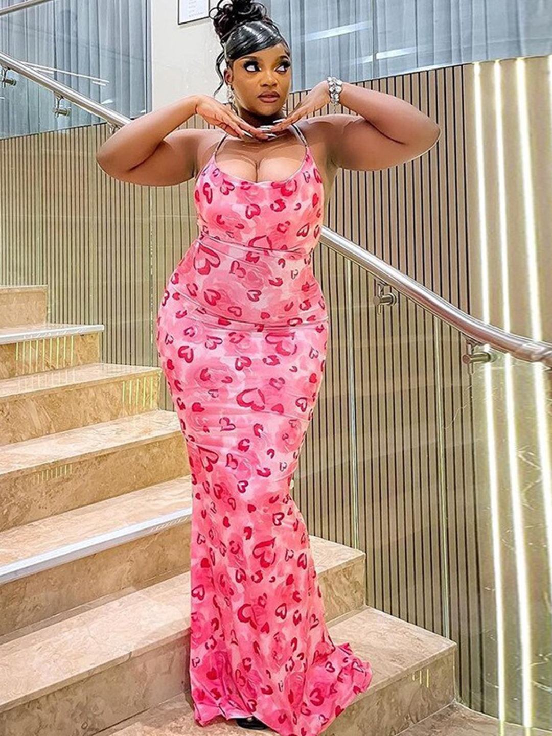 

StyleCast x Revolte Print Bodycon Maxi Dress, Pink
