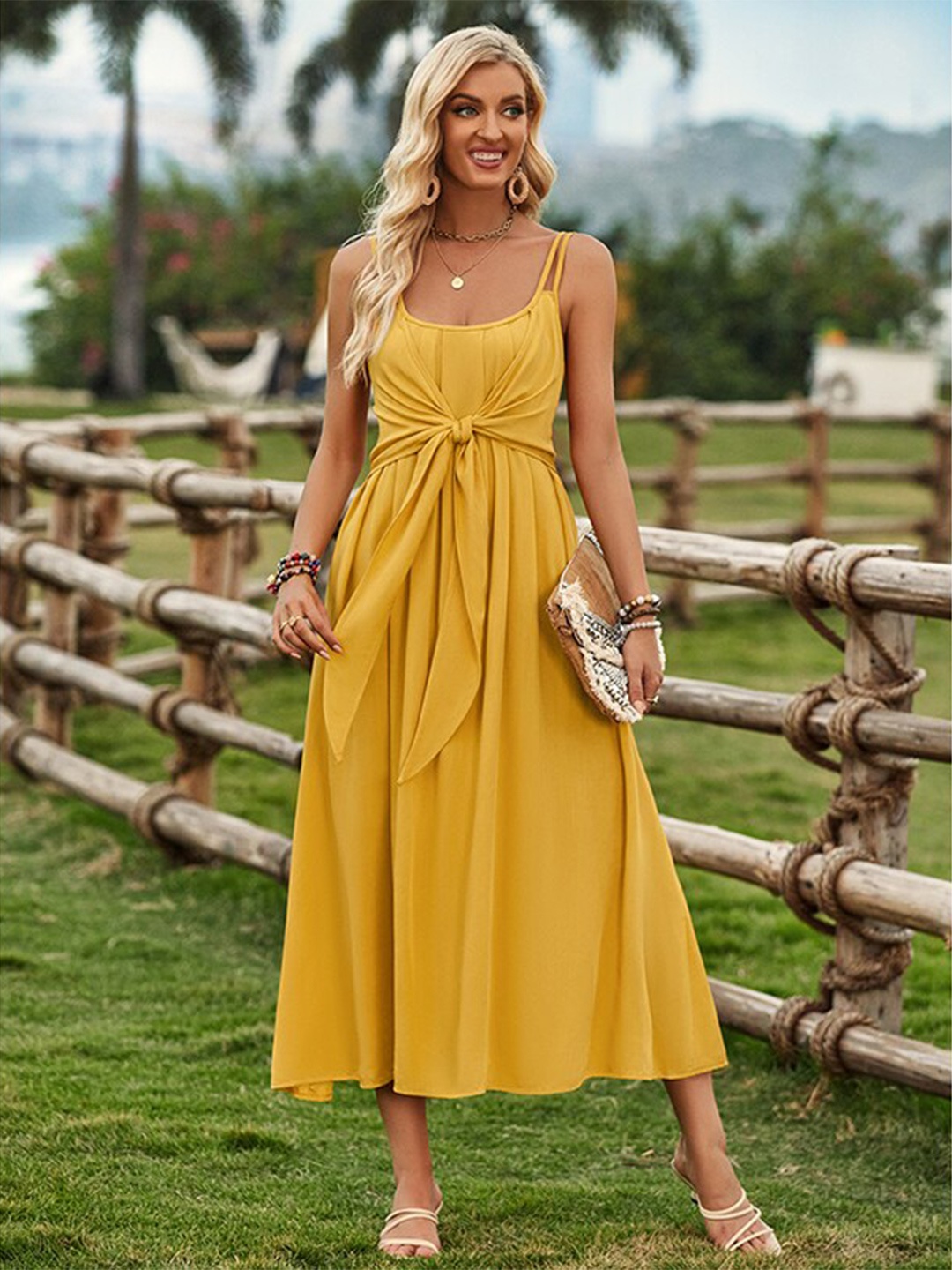 

StyleCast x Revolte Shoulder Straps A-Line Midi Dress, Yellow