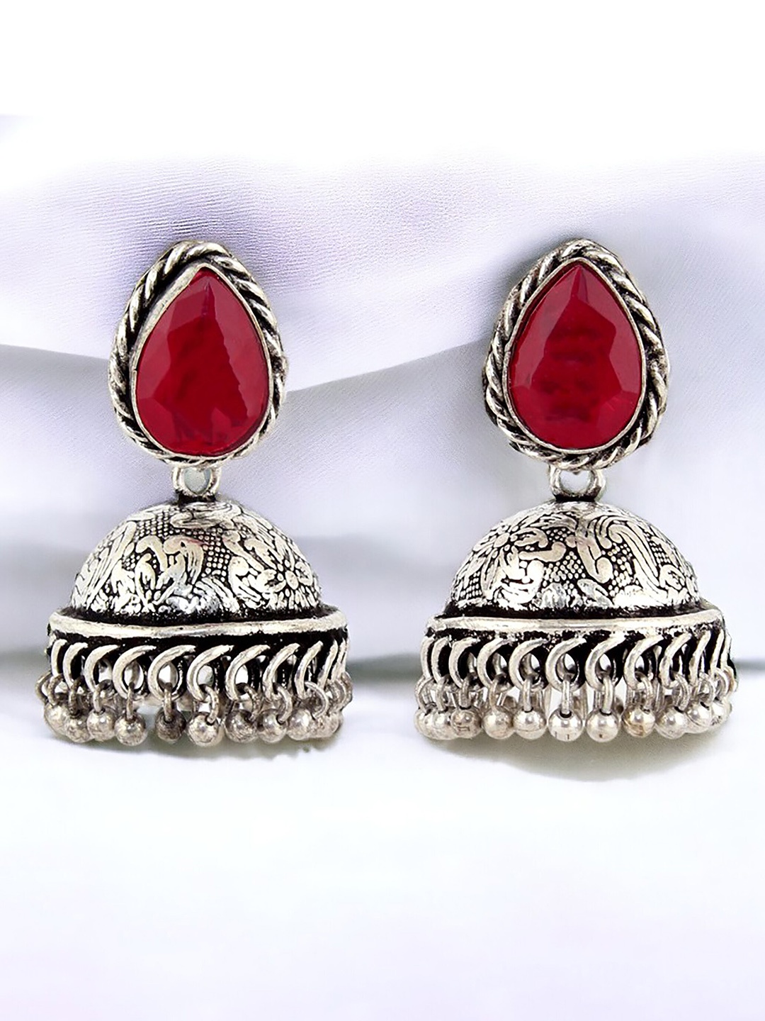 

LUCKY JEWELLERY German Silver-Plated Oxidised Jhumkas