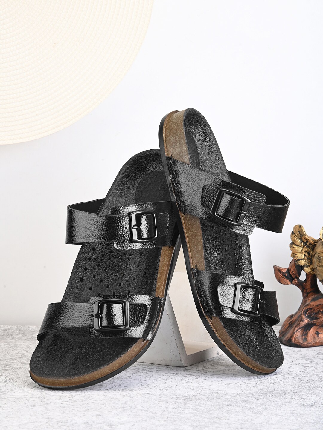 

FOUR STAR TRUCK SALES Men Comfort Sandals, Black