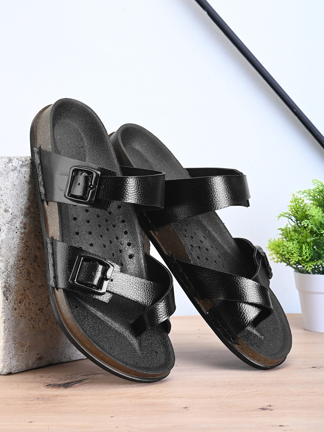 

FOUR STAR TRUCK SALES Men Comfort Sandals, Black