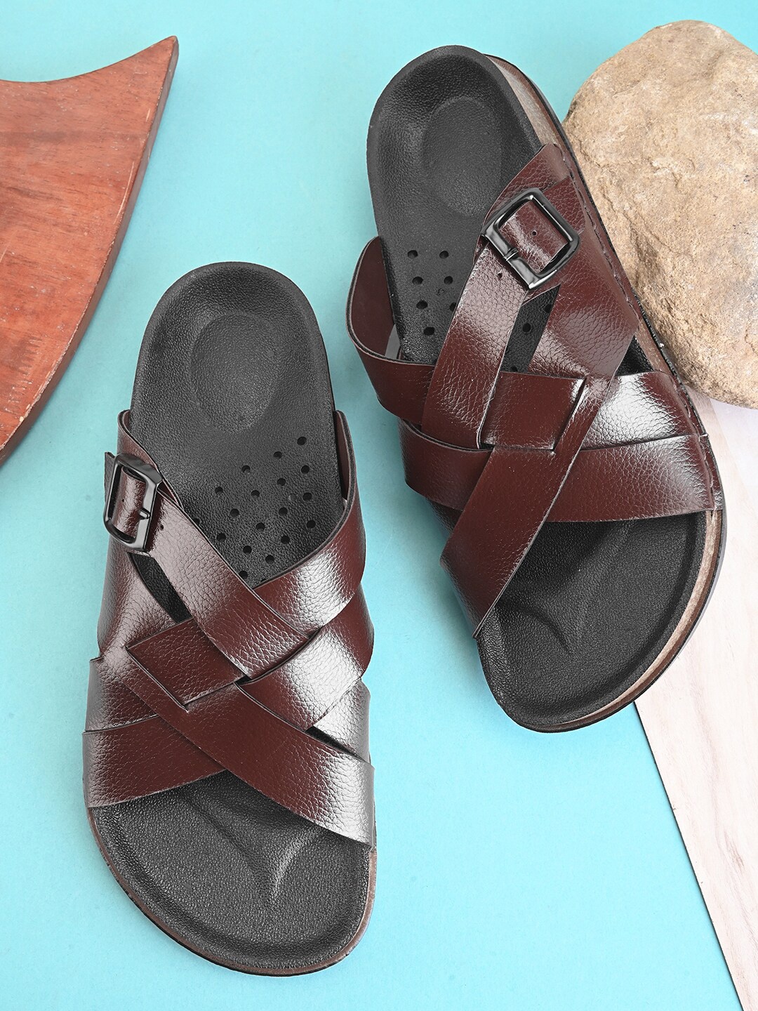 

FOUR STAR TRUCK SALES Men Comfort Sandals, Brown