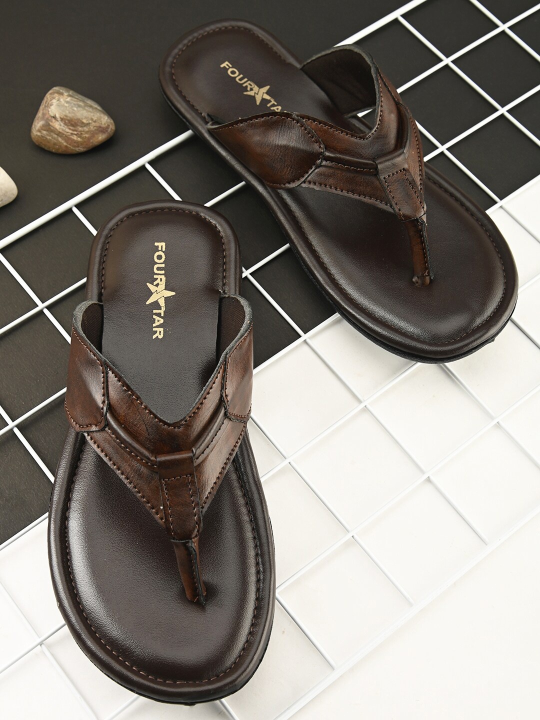 

FOUR STAR TRUCK SALES Men Comfort Sandals, Brown