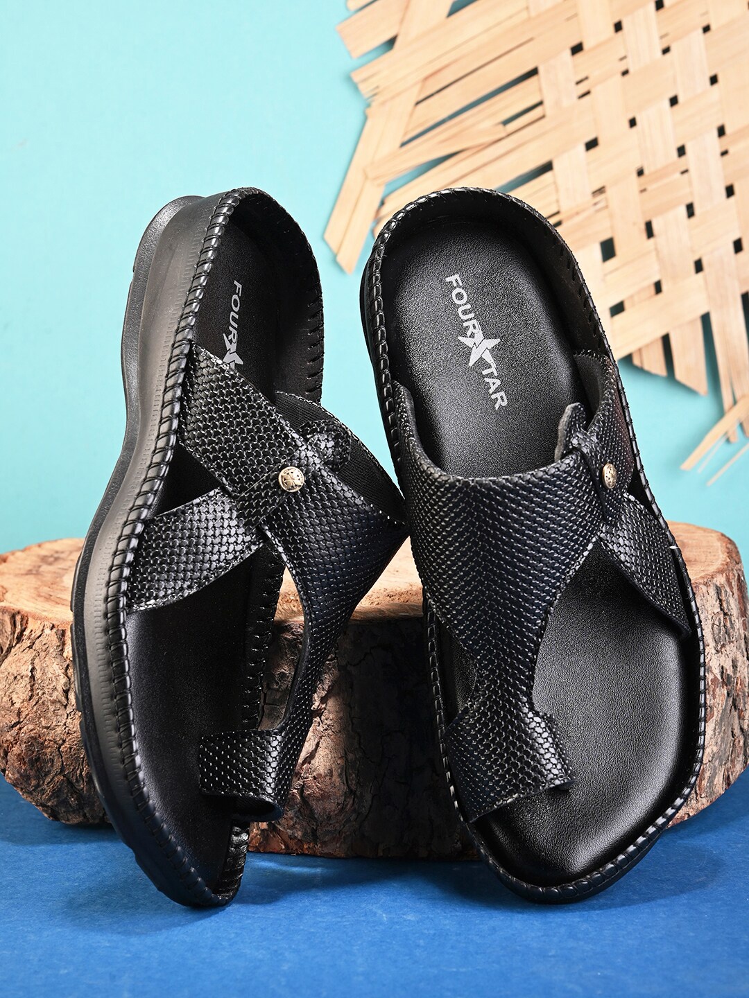 

FOUR STAR TRUCK SALES Men Comfort Sandals, Black
