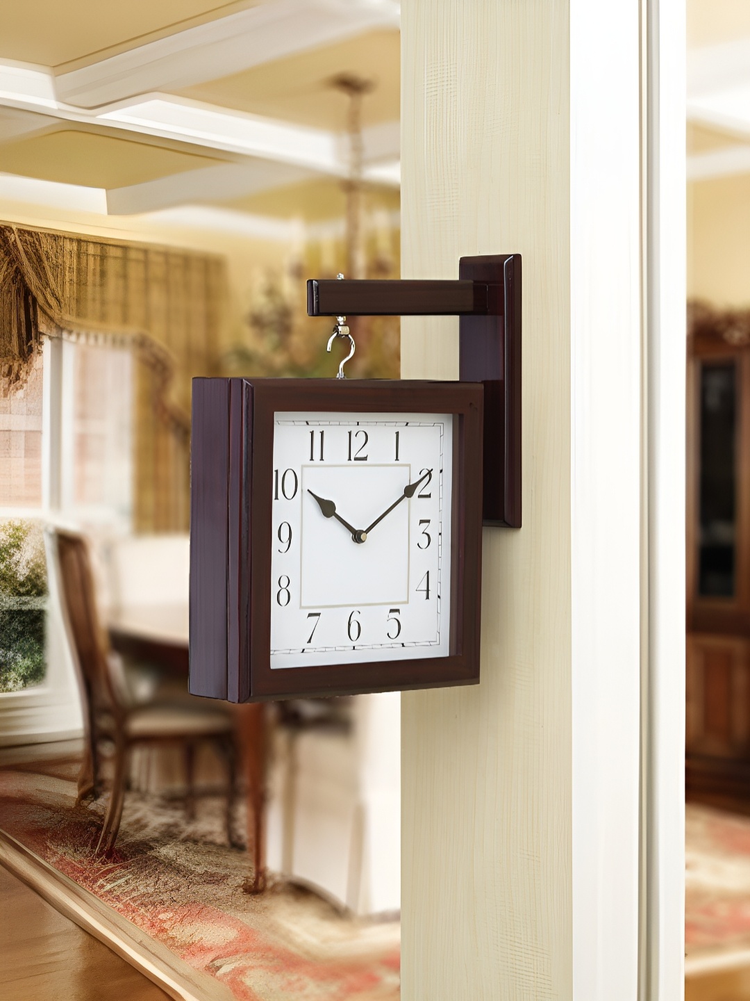 

Craft Smith Brown Embellished Square Wooden Traditional Wall Clock
