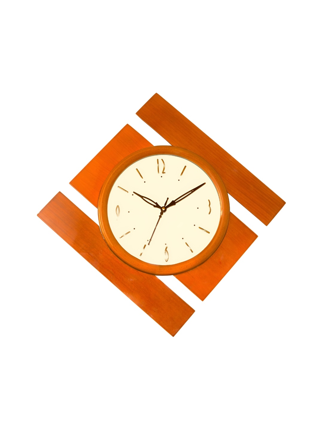 

Craft Smith Orange Geometric Shaped Contemporary Wooden Wall Clock, Brown