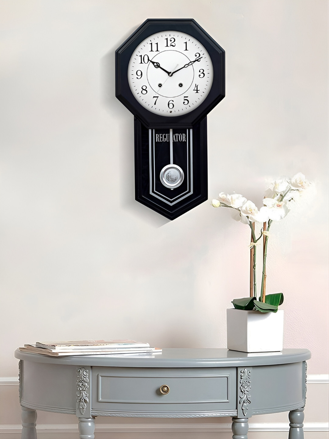 

Craft Smith Geometric Traditional Analogue Pendulum Wall Clock, Black