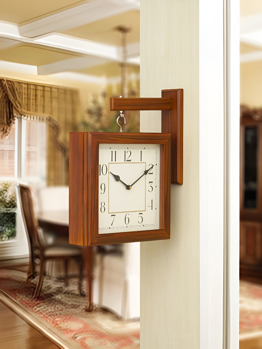 

Craft Smith Brown Embellished Square Wooden Traditional Wall Clock